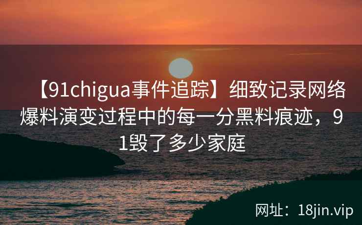 【91chigua事件追踪】细致记录网络爆料演变过程中的每一分黑料痕迹，91毁了多少家庭